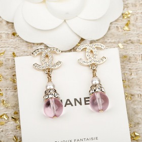 [CHANEL 26C Серьги-гвоздики с розовыми