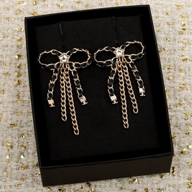 [Серьги Chanel с черным бантиком и бах