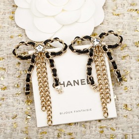 [Серьги Chanel с черным бантиком и бах