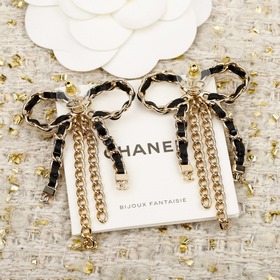 [Серьги Chanel с черным бантиком и бах