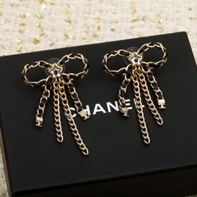 [Серьги Chanel с черным бантиком и бах