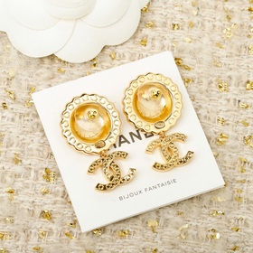 [CHANEL Круглые серьги-гвоздики с двой