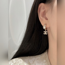 [CHANEL Сережки-гвоздики с двойным «С
