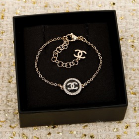 [CHANEL Черный круглый браслет с эмаль
