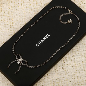 [CHANEL Черный поясной ремень с бантик