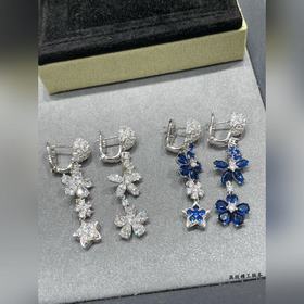 Серьги V128 VCA синими бриллиантами ви