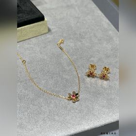 Браслет VCA Mini Pink Diamond Clover (