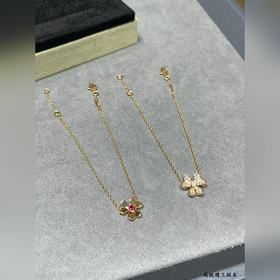 Браслет VCA Mini Pink Diamond Clover (