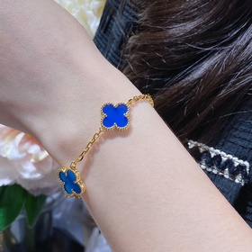 [V-Gold Blue Chalcedony] Браслет VCA 