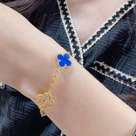 [V-Gold Blue Chalcedony] Браслет из V