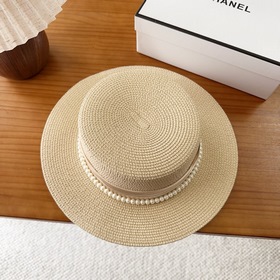 Новая плоская соломенная шляпа CHANEL