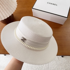Новая плоская соломенная шляпа CHANEL