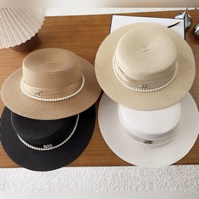 Новая плоская соломенная шляпа CHANEL