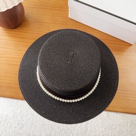 Новая плоская соломенная шляпа CHANEL