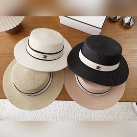 Новая плоская соломенная шляпа CHANEL