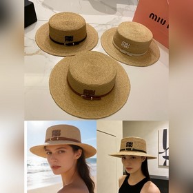 Miu： плоская шляпа из травы «Сирафи» (