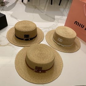 Miu： плоская шляпа из травы «Сирафи» (
