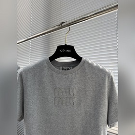 -MiuMiu： футболка с короткими рукавами