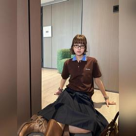 Поло с вышивкой и двухслойным ребрист