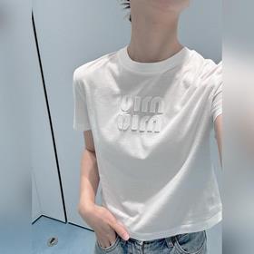 Футболка MiuMiu с вышивкой виде апплик