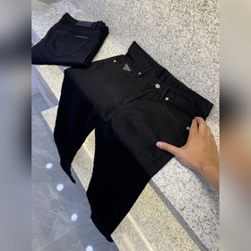 Двухцветные джинсы Prada черно-синего 