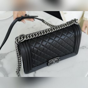 CHANEL LEBOY из ягнячьей кожи, чёрно-с