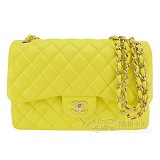 Классическая сумка Chanel Jumbo с двойной крышкой и ремнем через плечо (желтая/3