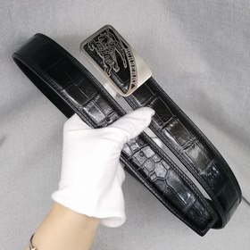 Burberry, кожа крокодила, черный, кожа с кожей живота, без швов, 