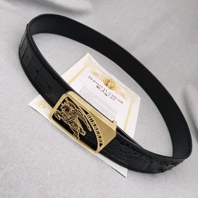 Burberry, кожа крокодила, черный, кожа с кожей живота, без швов, 