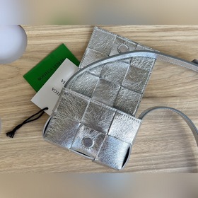 BV серебристая кожа с квадратным узором Mini cassette Ba Доступны