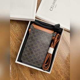 Celine &nbsp;Сумка для мобильного телефона с логотипом из кож