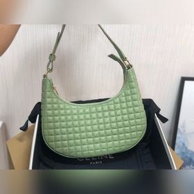 CELINE AVA стеганая сумка из овечьей кожи, зеленая, ретро-сумка