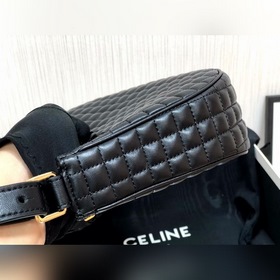 CELINE AVA стеганая сумка из овечьей кожи, черная, ретро-сумка п