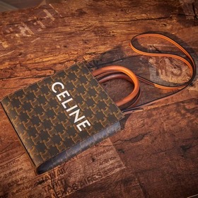 Celine CABAS TRIOMPHE холщовая сумка MiNi вертикальная Покрытая т