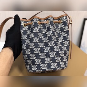 CELINE Сумка с вышивкой Triumphal Arch Сумка из джинсовой ткани с