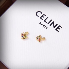 Новые золотые серьги-гвоздики Celine Необычный дизайн, полный ин