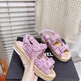 CHANEL Женские модные и удобные сандалии Верх из хлопкового плете
