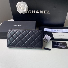 Длинный кошелек CHANEL с застежкой-молнией, клатч, кожа первого с