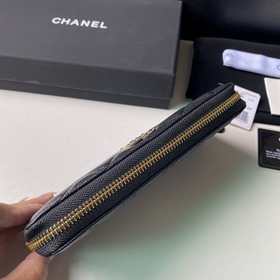 Длинный кошелек CHANEL с застежкой-молнией, клатч, кожа первого с