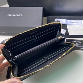 Длинный кошелек CHANEL с застежкой-молнией, клатч, кожа первого с
