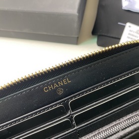 Длинный кошелек CHANEL с застежкой-молнией, клатч, кожа первого с
