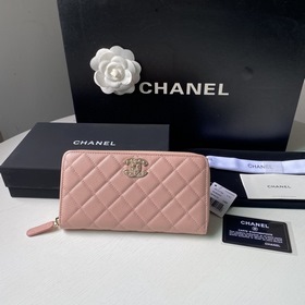 CHANEL &nbsp;Длинный кошелек с застежкой-молнией, клатч из ко