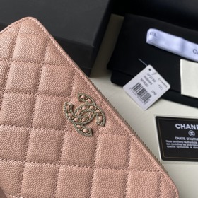 CHANEL &nbsp;Длинный кошелек с застежкой-молнией, клатч из ко