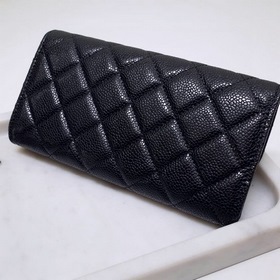 Chanel Длинный кожаный кошелек из кожи с текстурой икры Полностью