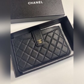 Кожаный кошелек Chanel с узором «икра» Модель № 25328 (золотая за