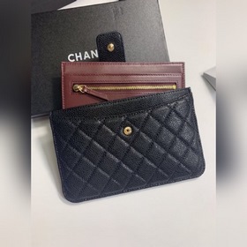 Кожаный кошелек Chanel с узором «икра» Модель № 25328 (золотая за