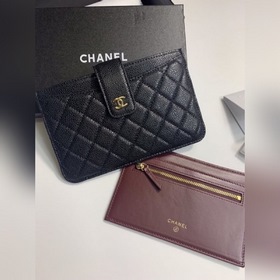 Кожаный кошелек Chanel с узором «икра» Модель № 25328 (золотая за