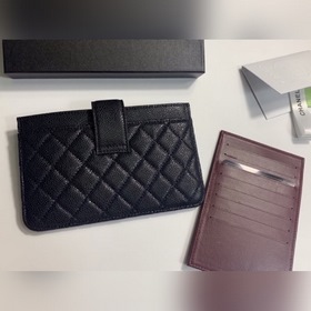 Кожаный кошелек Chanel с узором «икра» Модель № 25328 (золотая за