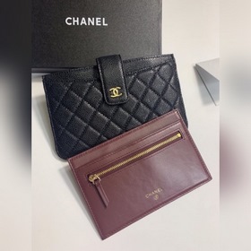 Кожаный кошелек Chanel с узором «икра» Модель № 25328 (золотая за