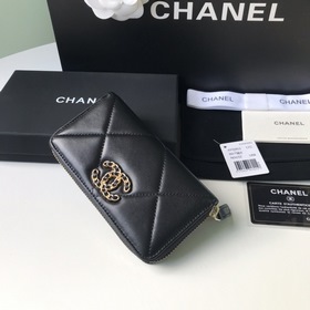CHANEL Кошелек на молнии, клатч, черный, , размер 9×15,5×2 см